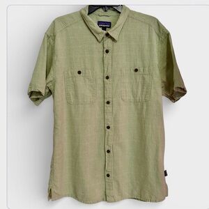 Patagonia Back Step Shirt Men’s XL Hemp Organic Cotton Outdoor Hiking Green